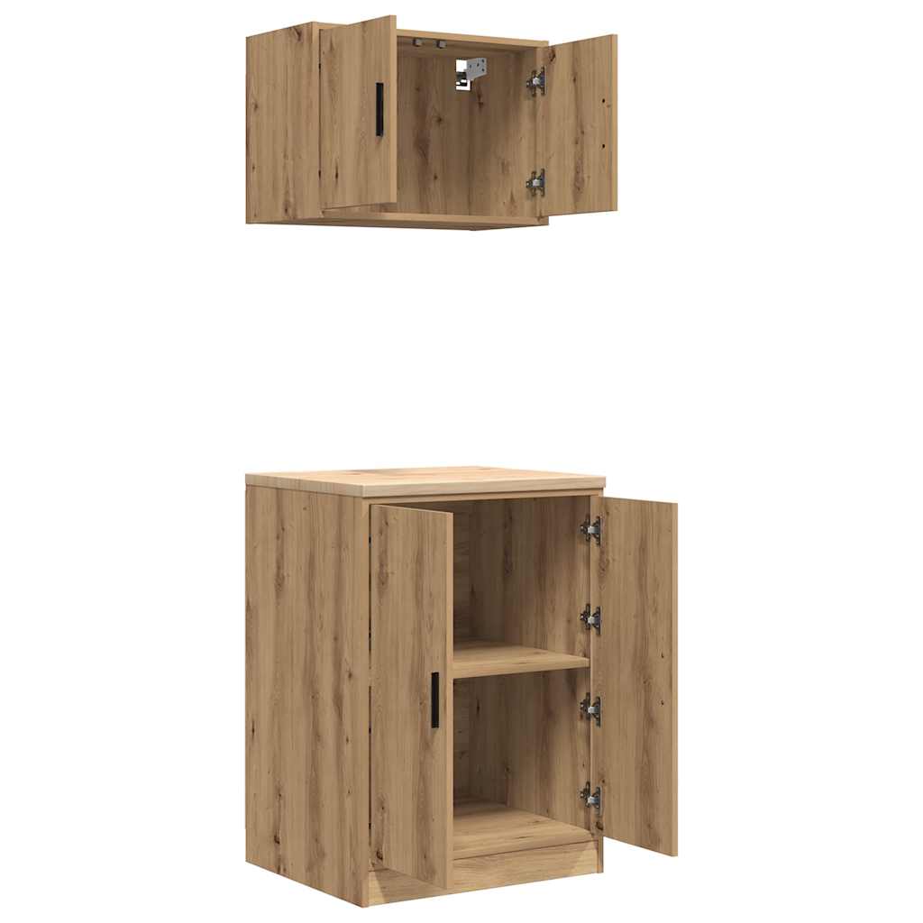 Garage Cabinets 2 pcs Artisan Oak Engineered Wood