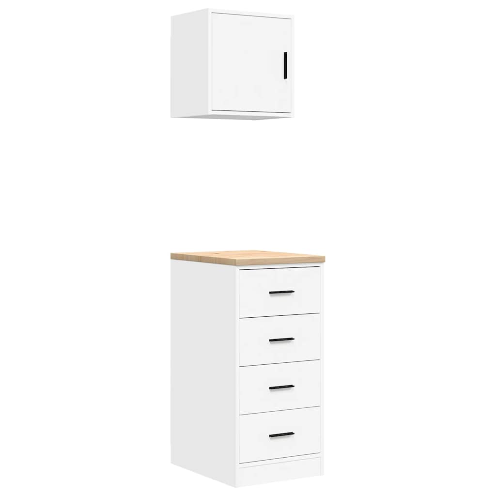 Garage Cabinets 2 pcs White Engineered Wood
