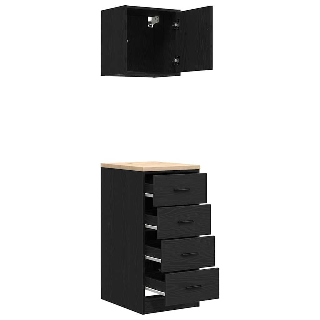 Garage Cabinets 2 pcs Black Engineered Wood
