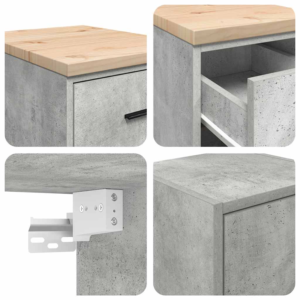 Garage Cabinets 2 pcs Concrete Grey Engineered Wood