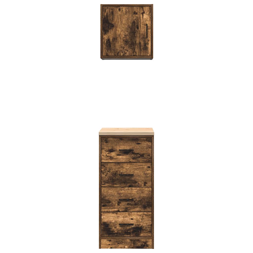 Garage Cabinets 2 pcs Smoked Oak Engineered Wood