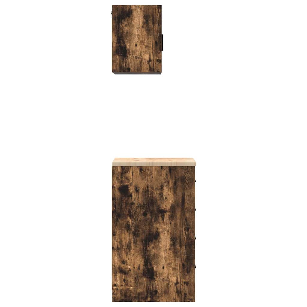 Garage Cabinets 2 pcs Smoked Oak Engineered Wood