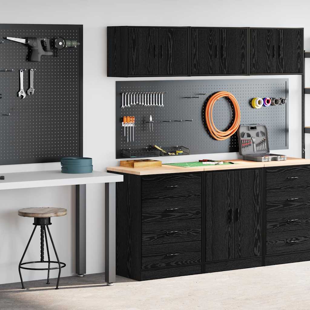 Garage Cabinets 2 pcs Black Engineered Wood
