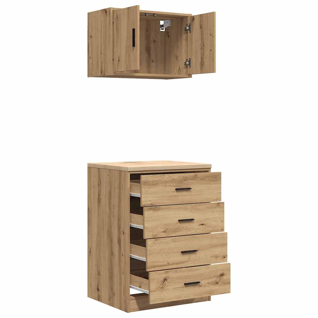 Garage Cabinets 2 pcs Artisan Oak Engineered Wood