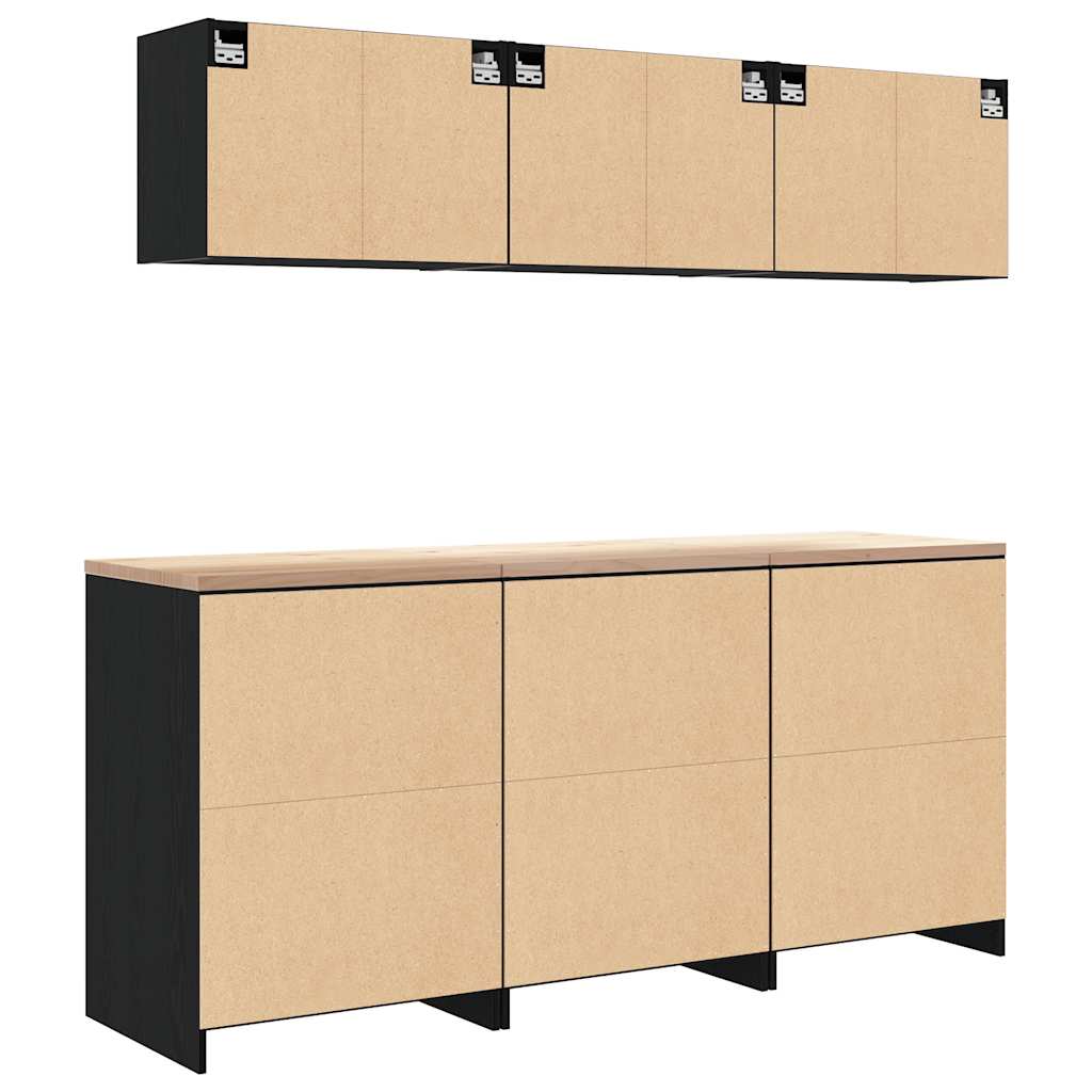 Garage Cabinets 6 pcs Black Engineered Wood