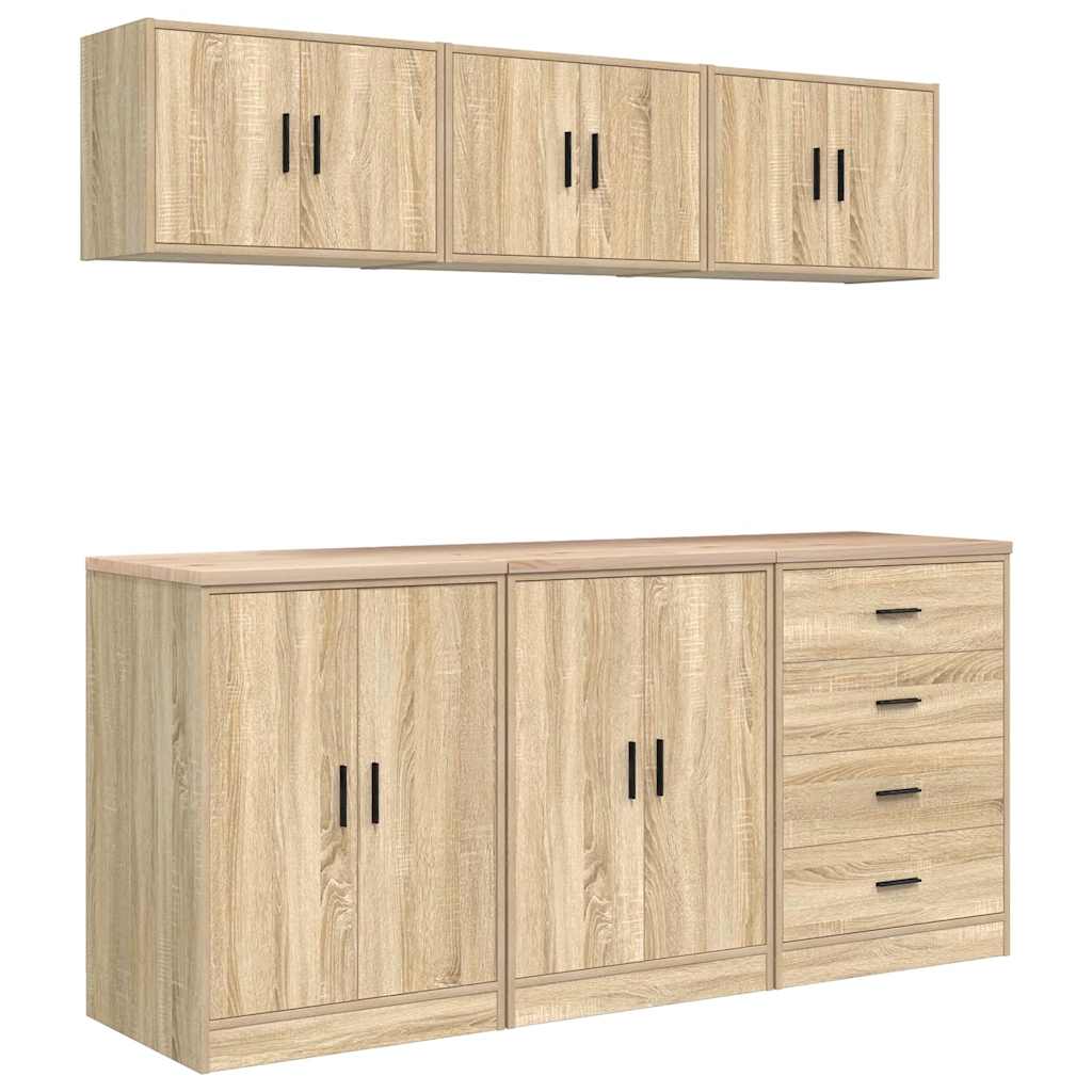 Garage Cabinets 6 pcs Sonoma Oak Engineered Wood