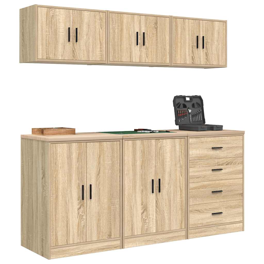 Garage Cabinets 6 pcs Sonoma Oak Engineered Wood