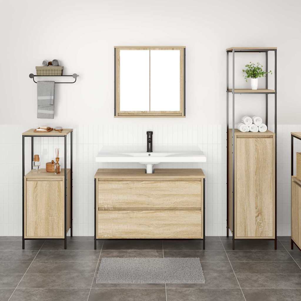Bathroom Furniture Set 3 pcs Sonoma Oak 90 x 34.5 x 60 cm