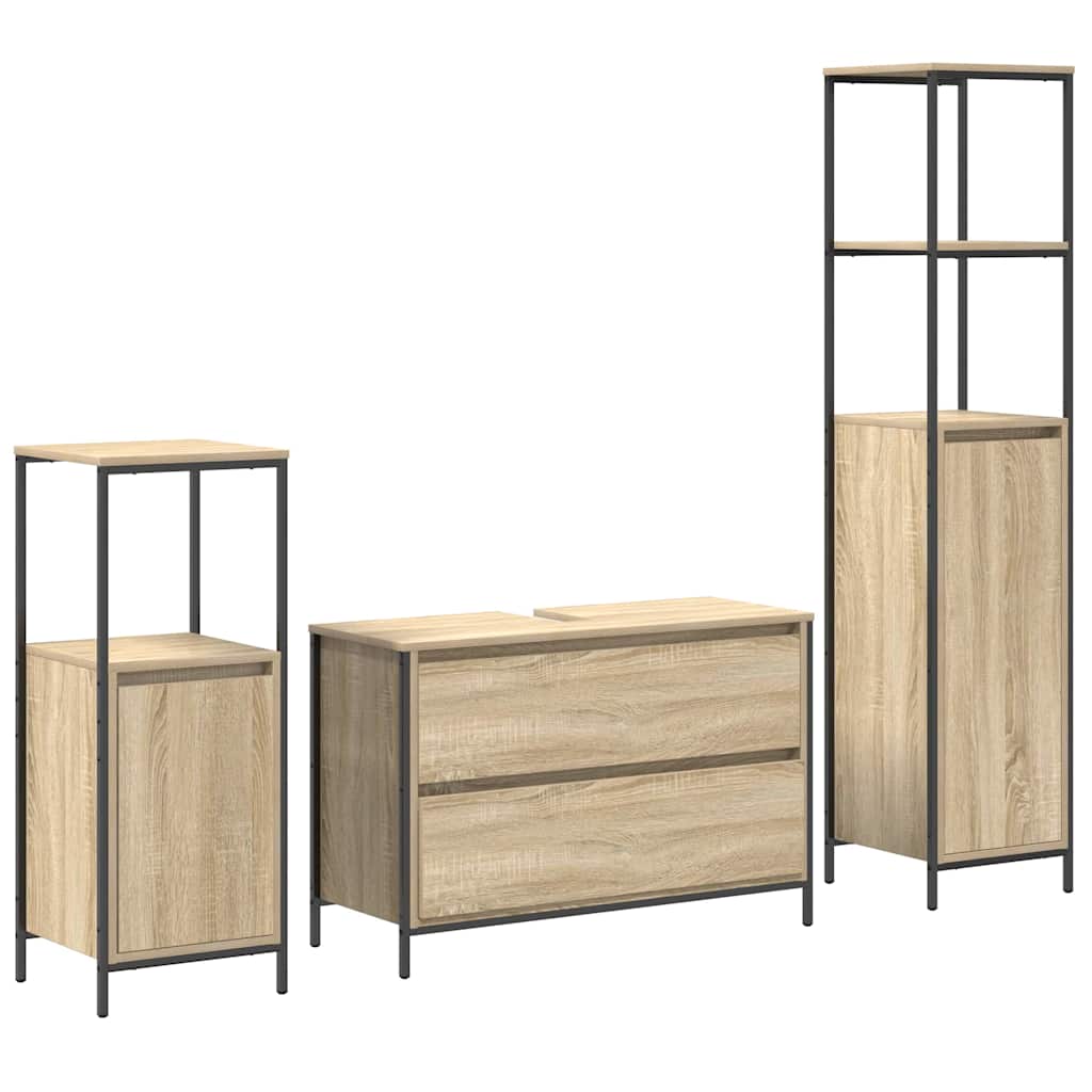 Bathroom Furniture Set 3 pcs Sonoma Oak Engineered Wood