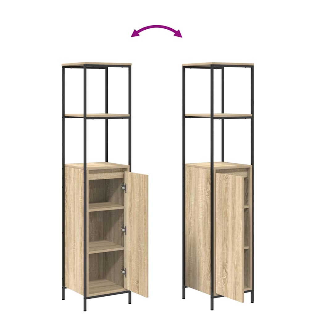 Bathroom Furniture Set with Drawer 2 pcs Sonoma Oak and Black