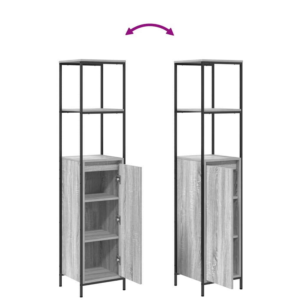 Bathroom Furniture Set with Drawer 2 pcs Grey sonoma and Black