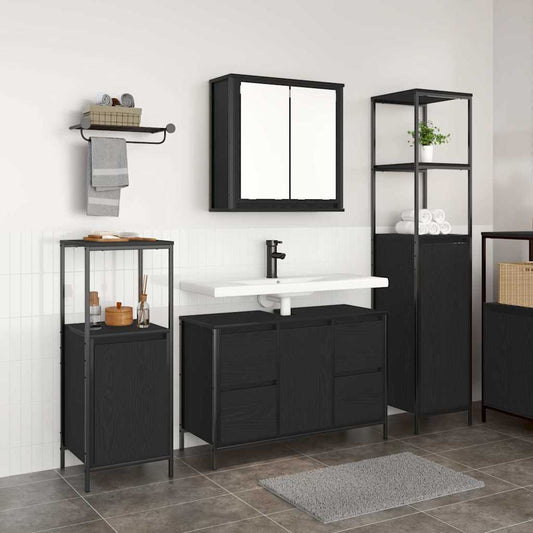 Bathroom Furniture Set 3 pcs Black Oak 36 x 35 x 165 cm