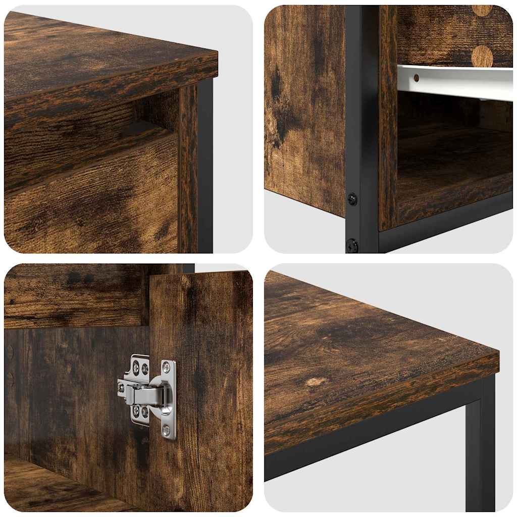 Bathroom Furniture Set 3 pcs Smoked Oak and Black