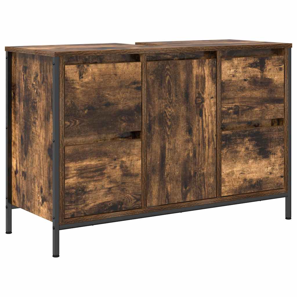 Bathroom Furniture Set 3 pcs Smoked Oak and Black