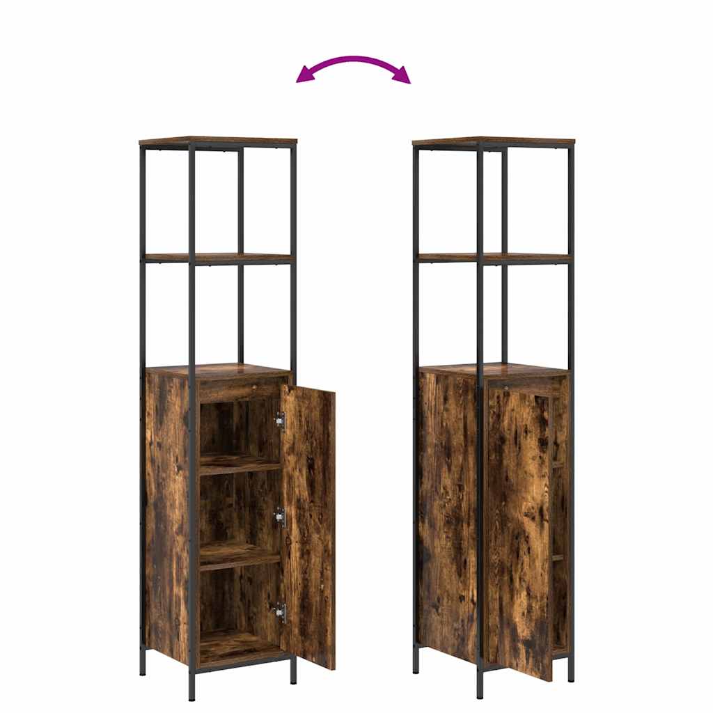 Bathroom Furniture Set 3 pcs Smoked Oak and Black