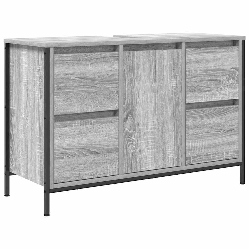 Bathroom Furniture Set 3 pcs Grey Sonoma and Black