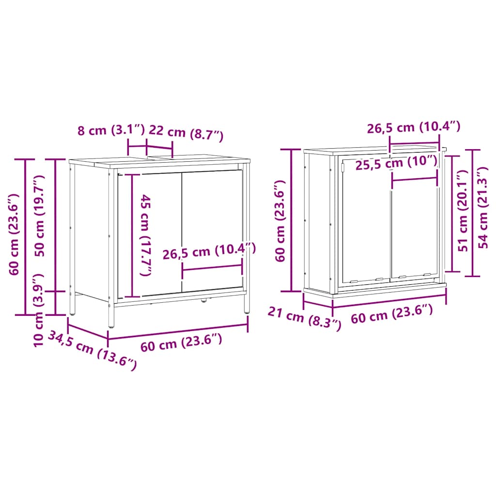 2 Piece Bathroom Furniture Set Sonoma Oak Engineered Wood