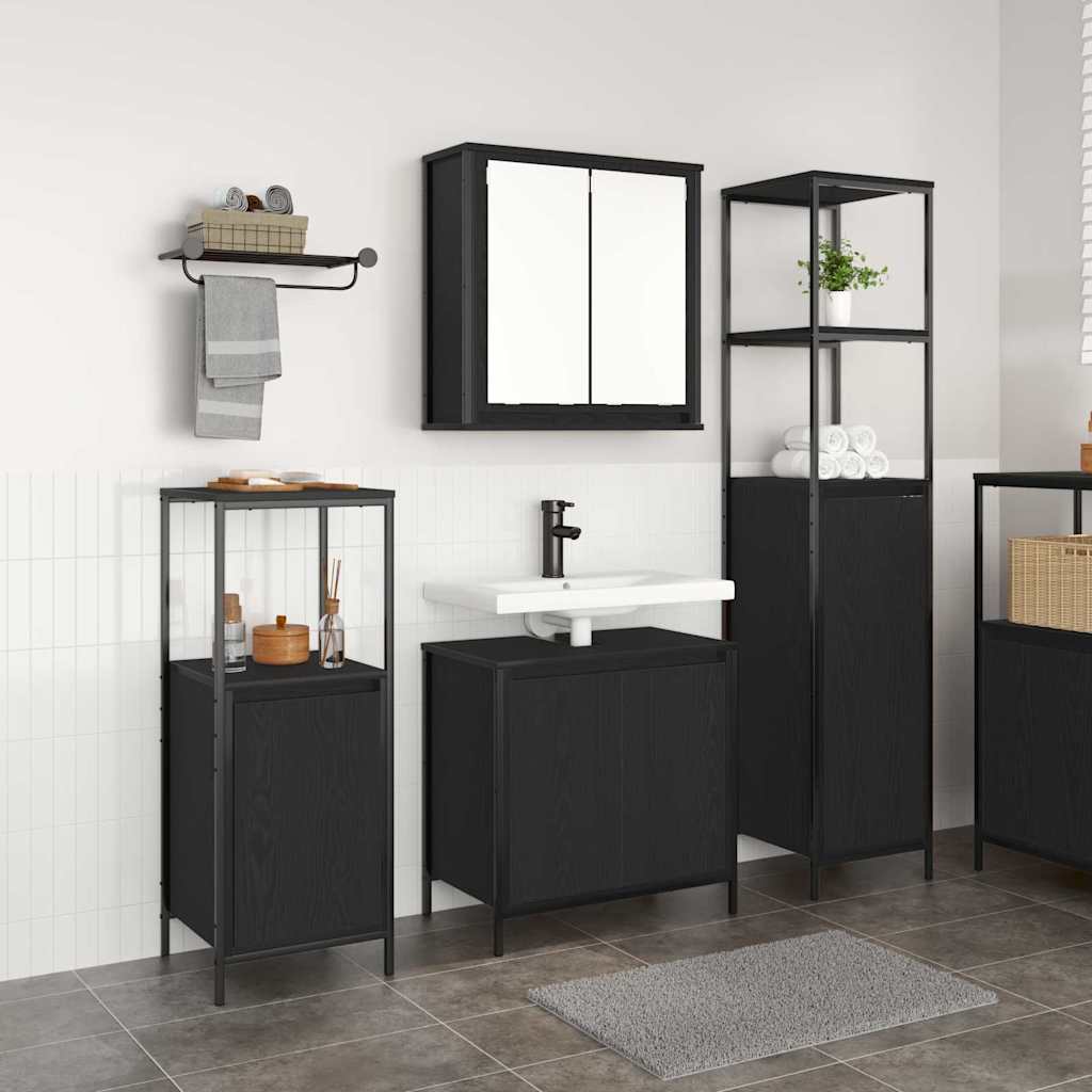Bathroom Furniture Set 3 pcs Black Oak 36 x 35 x 165 cm