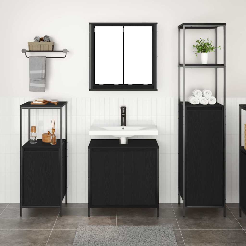 Bathroom Furniture Set 3 pcs Black Oak 36 x 35 x 165 cm