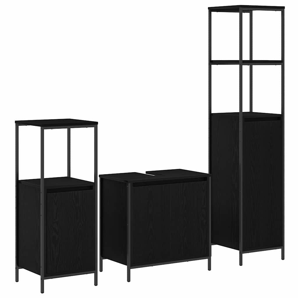 Bathroom Furniture Set 3 pcs Black Oak 36 x 35 x 165 cm