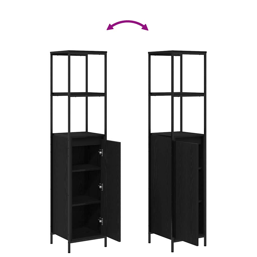 Bathroom Furniture Set 3 pcs Black Oak 36 x 35 x 165 cm