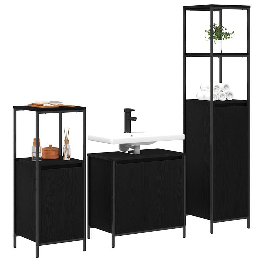 Bathroom Furniture Set 3 pcs Black Oak 36 x 35 x 165 cm