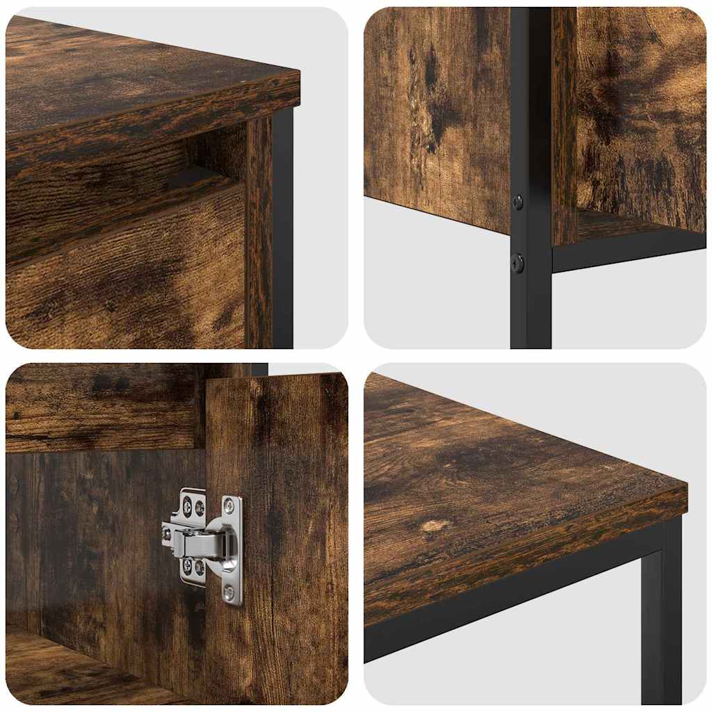 Bathroom Furniture Set with Shelf 3 pcs Smoked Oak and Black