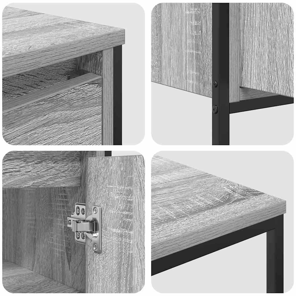 Bathroom Furniture Set with Shelf 3 pcs Grey Sonoma and Black