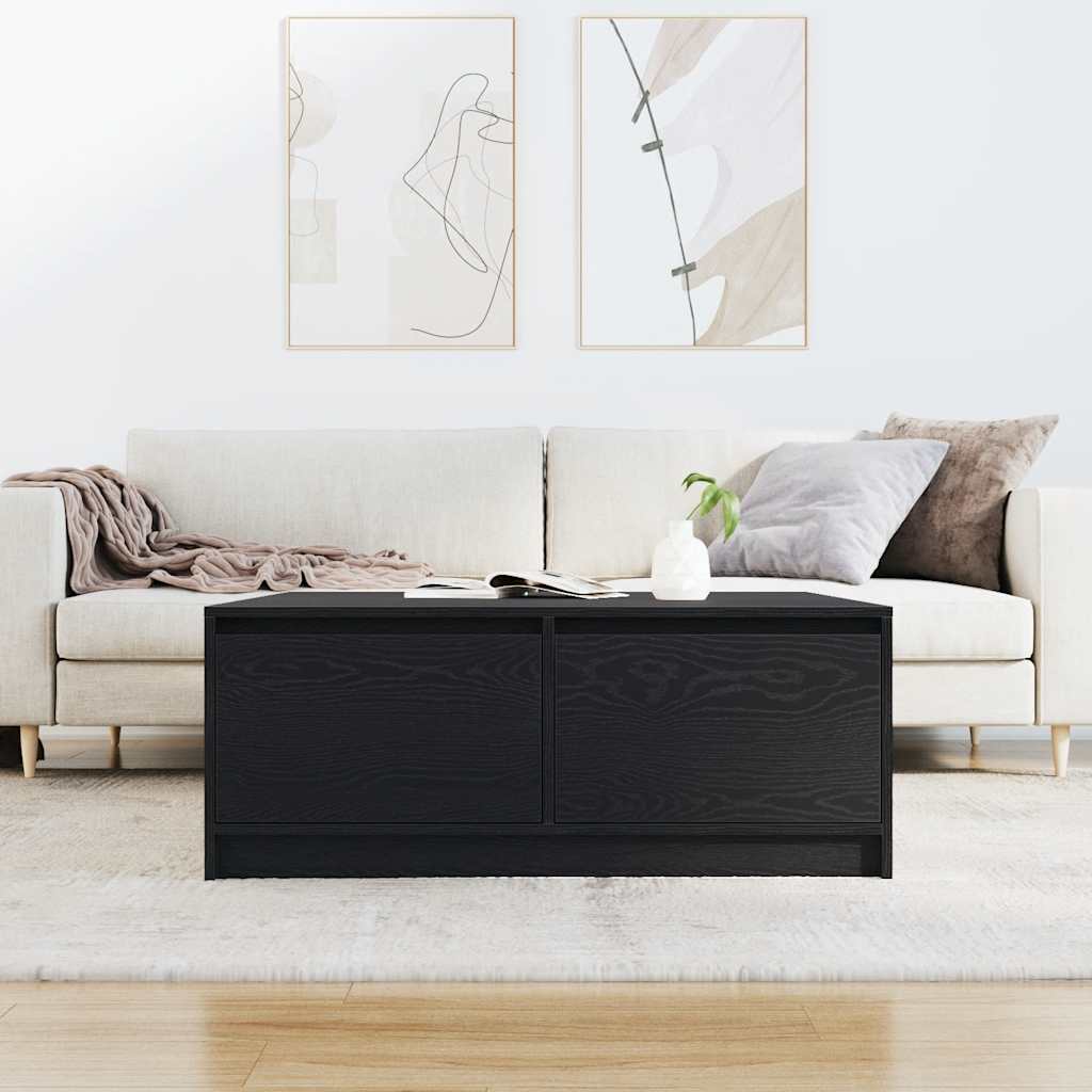 Coffee Table with Drawers Black Oak 100x100x40 cm