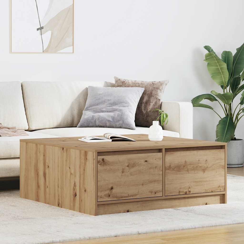Coffee Table with Drawers Artisan Oak 100x100x40 cm