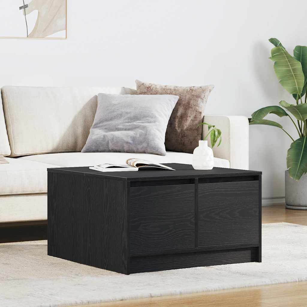 Coffee Table with Drawers Black Oak 70,5x70x40 cm