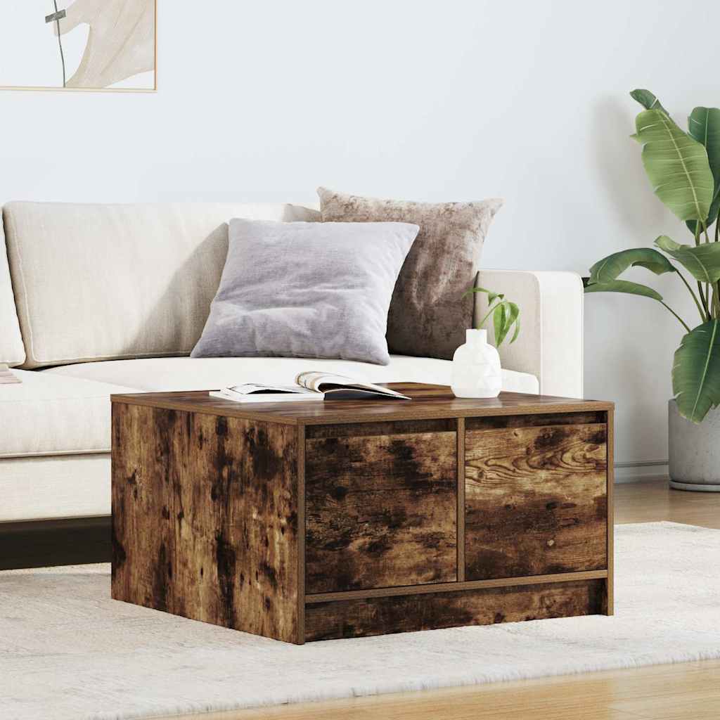Coffee Table with Drawers Smoked Oak 70,5x70x40 cm