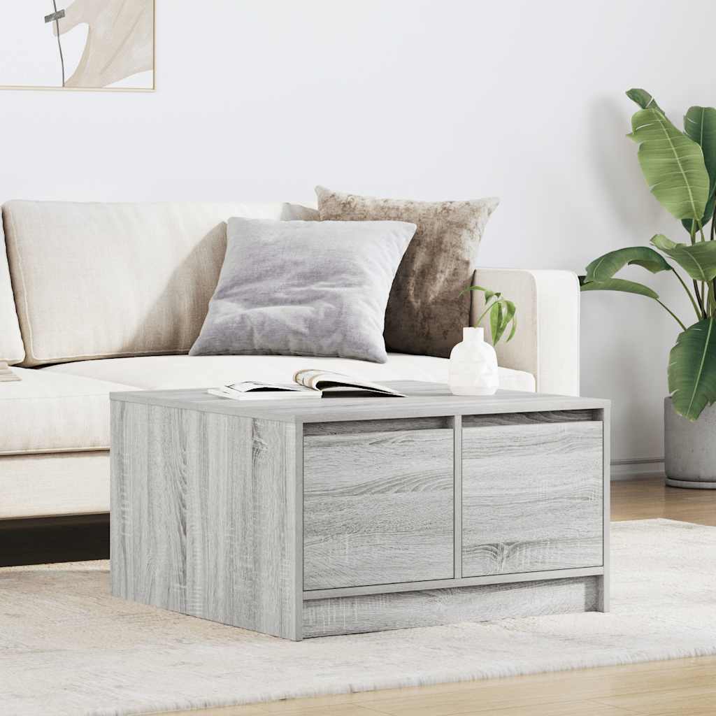 Coffee Table with Drawers Grey Sonoma 70,5x70x40 cm