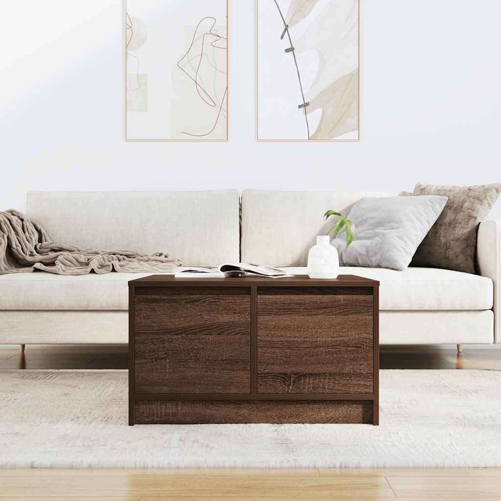 Coffee Table with Drawers Brown Oak 70,5x70x40 cm