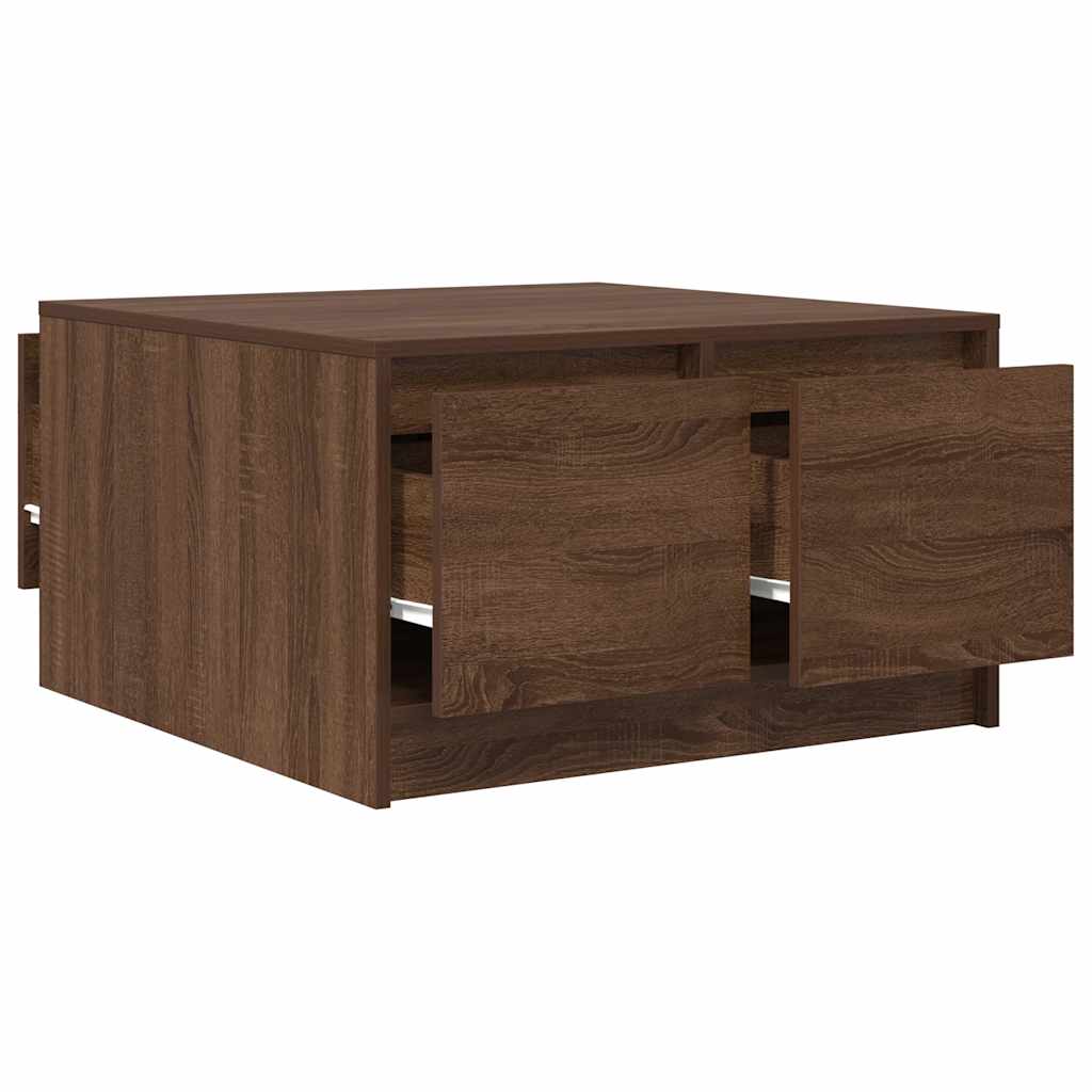 Coffee Table with Drawers Brown Oak 70,5x70x40 cm