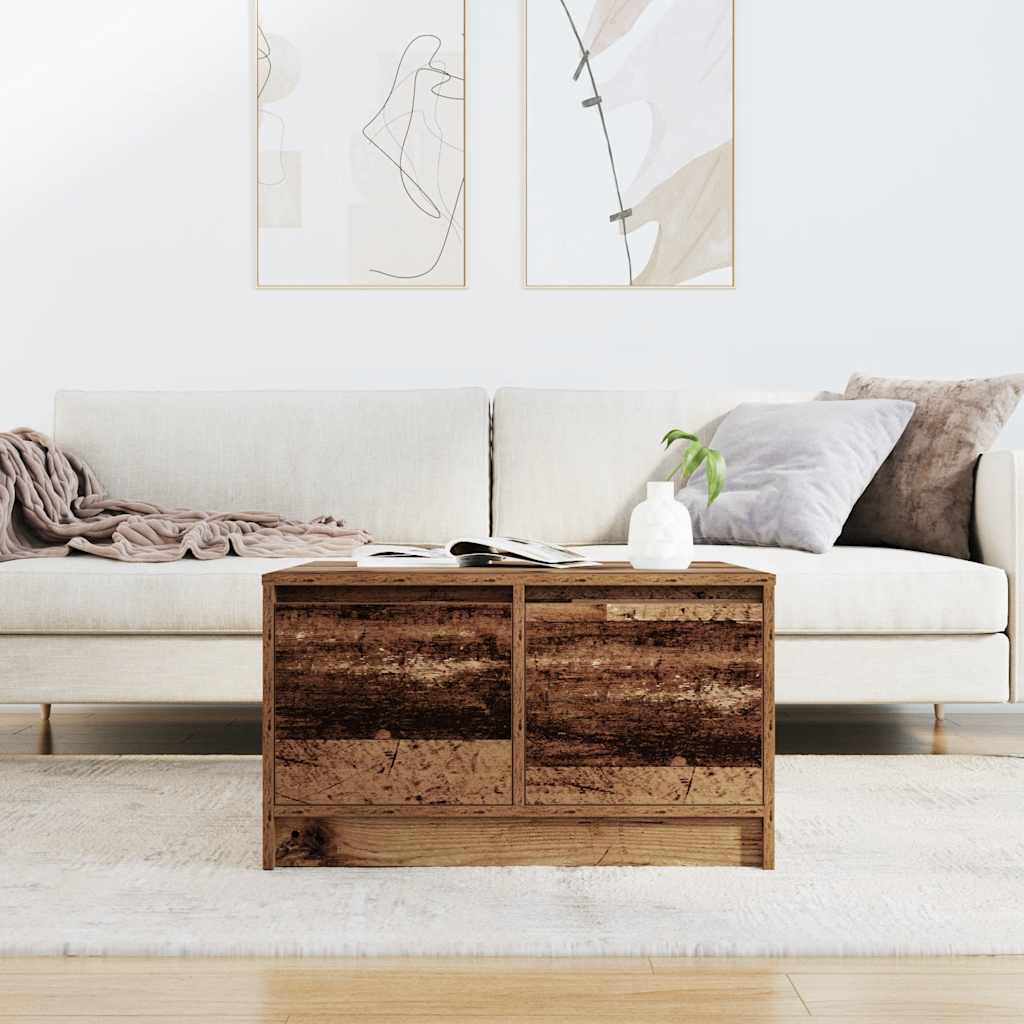 Coffee Table with Drawers Old Wood 70,5x70x40 cm