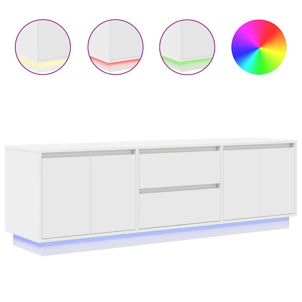 TV Cabinet with LED Lights White 160.5x41x50 cm