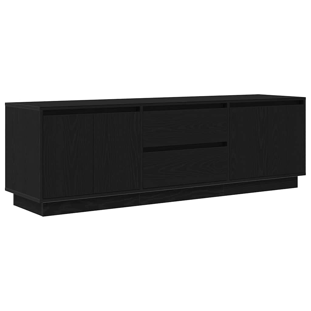 TV Cabinet with LED Lights Black Oak 160,5x41x50 cm