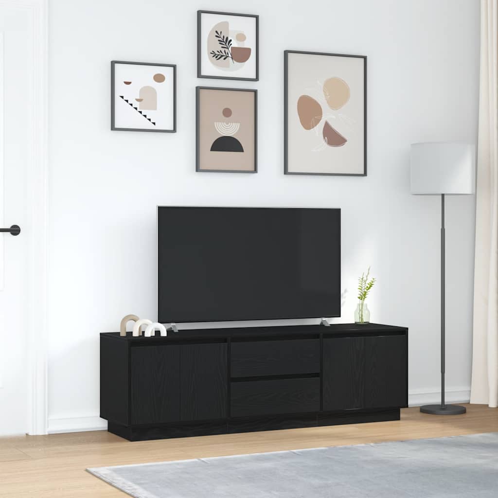 TV Cabinet with LED Lights Black Oak 160,5x41x50 cm