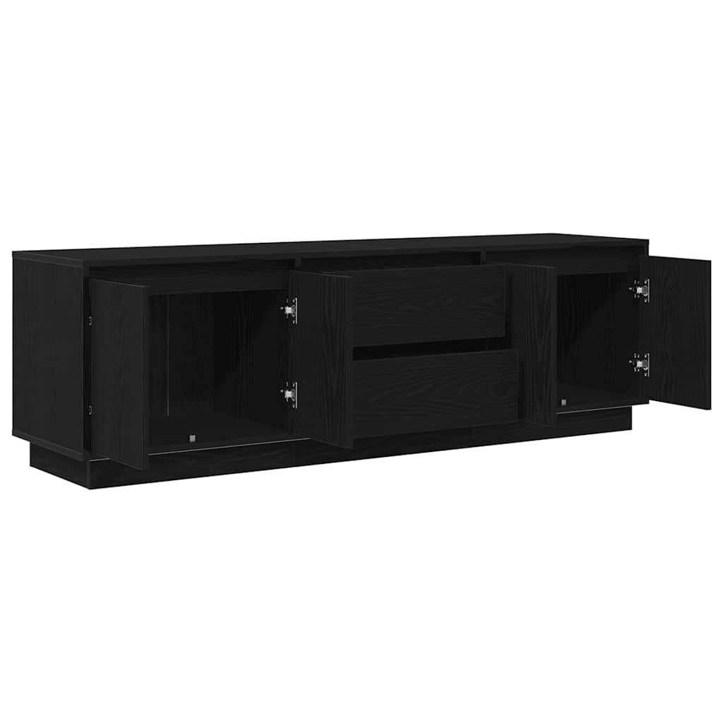 TV Cabinet with LED Lights Black Oak 160,5x41x50 cm