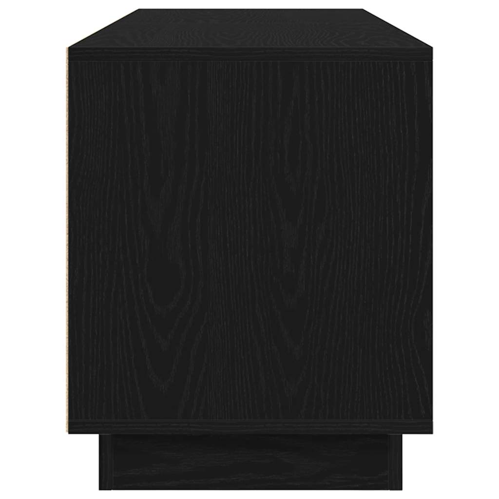TV Cabinet with LED Lights Black Oak 160.5x41x50 cm