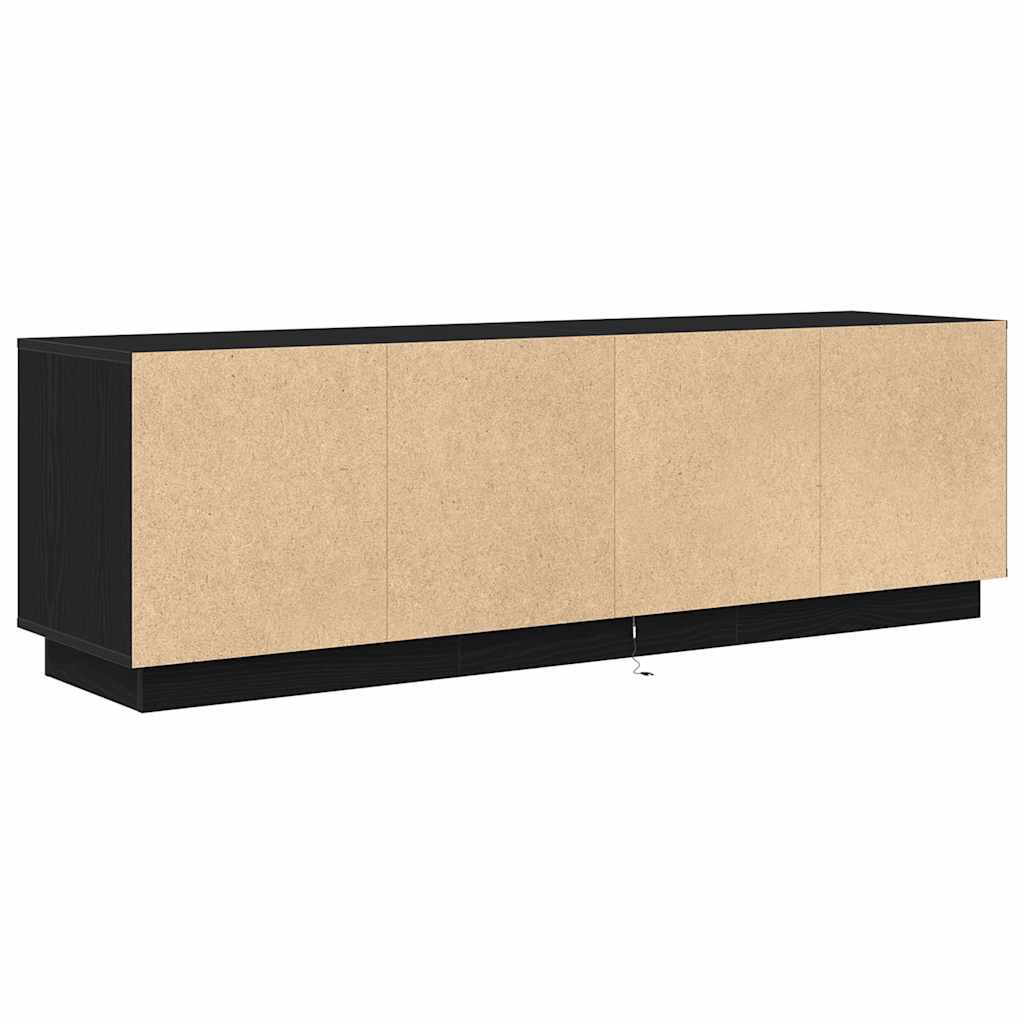 TV Cabinet with LED Lights Black Oak 160,5x41x50 cm