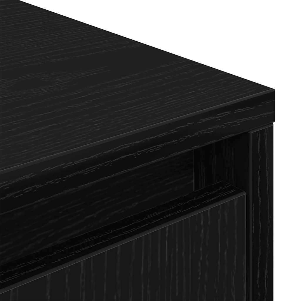 TV Cabinet with LED Lights Black Oak 160,5x41x50 cm