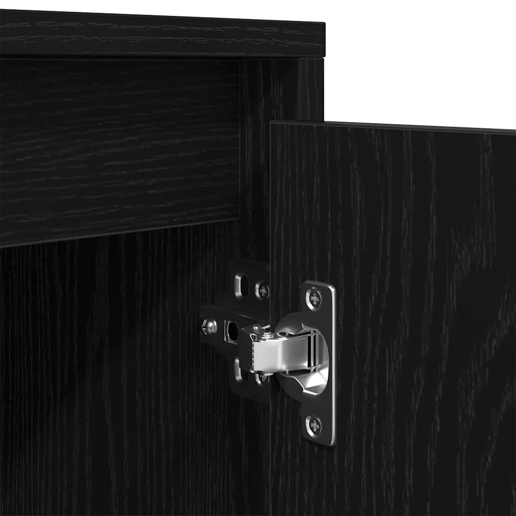 TV Cabinet with LED Lights Black Oak 160.5x41x50 cm