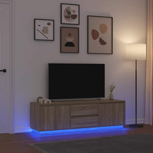 TV Cabinet with LED Lights Sonoma Oak 160.5x41x50 cm
