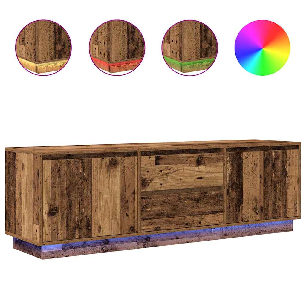 TV Cabinet with LED Lights Old Wood 160,5x41x50 cm