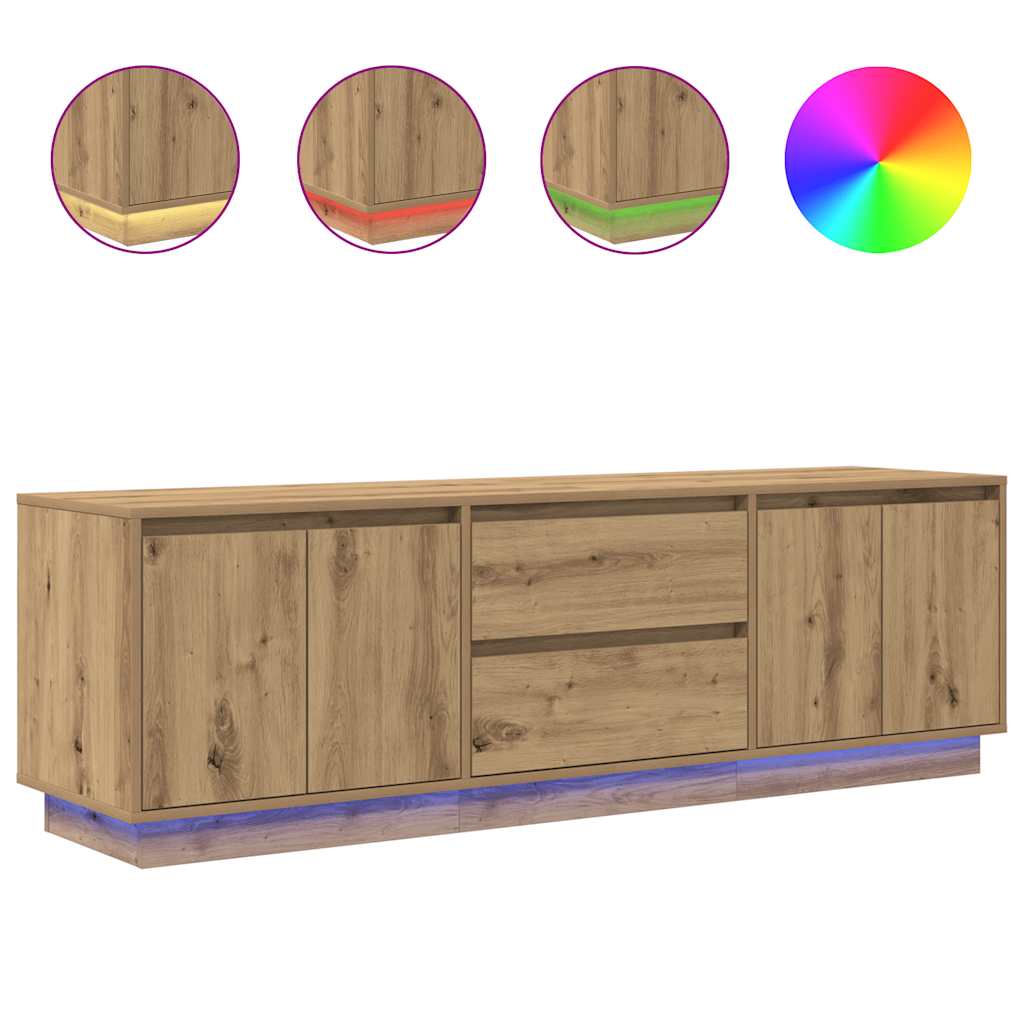 TV Cabinet with LED Lights Artisan Oak 160,5x41x50 cm