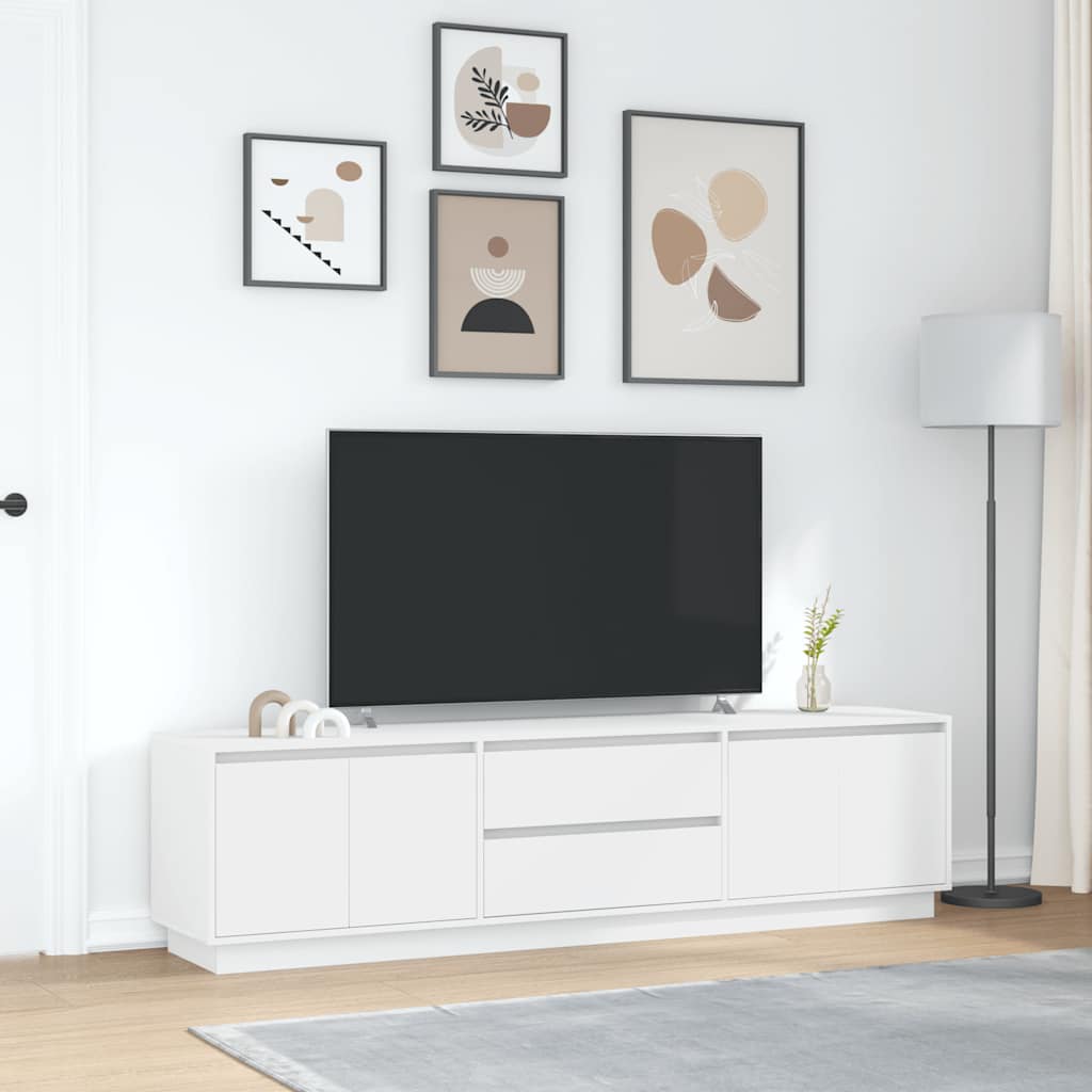 TV Cabinet with LED Lights White 193,5x41x50 cm