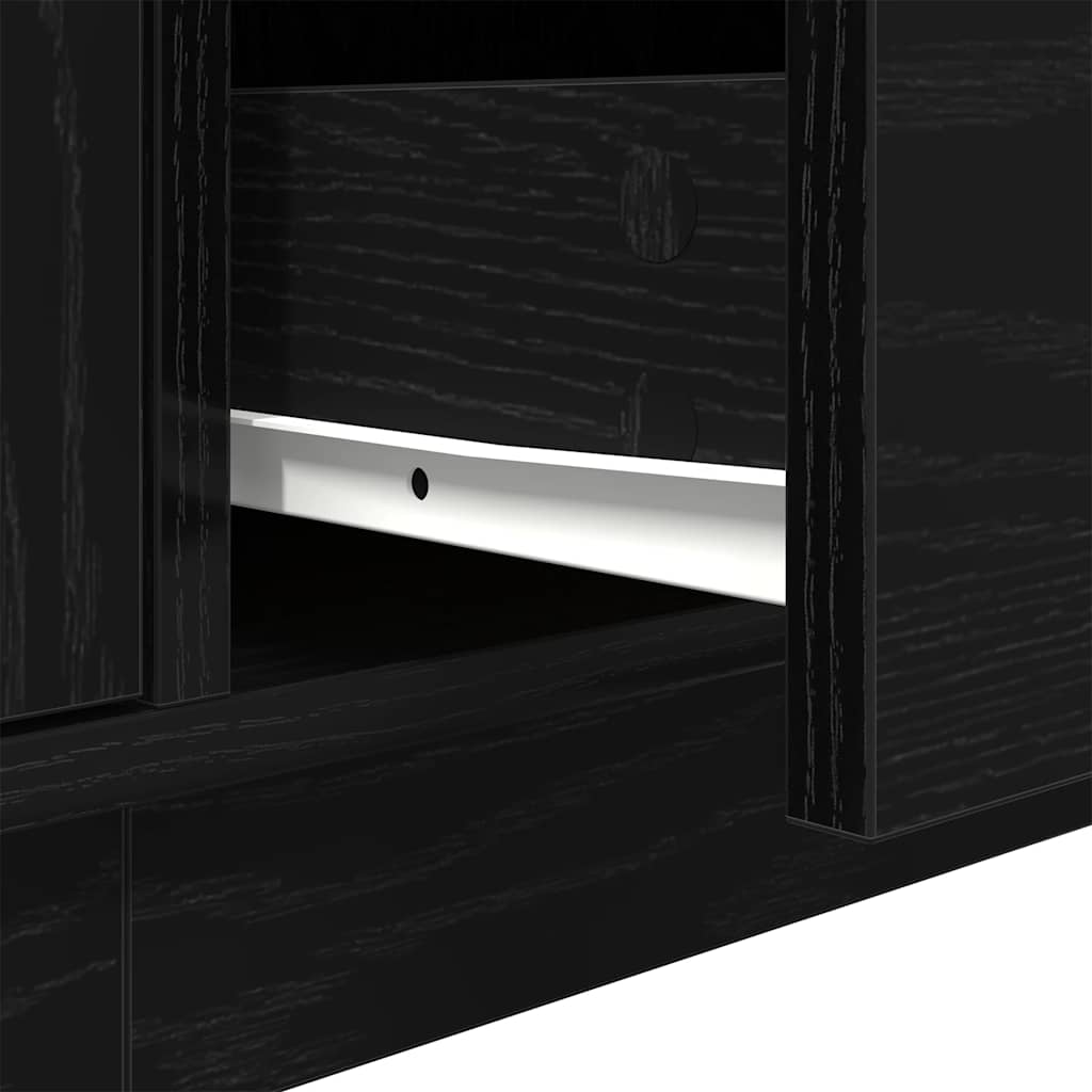 TV Cabinet with LED Lights Black Oak 193,5x41x50 cm
