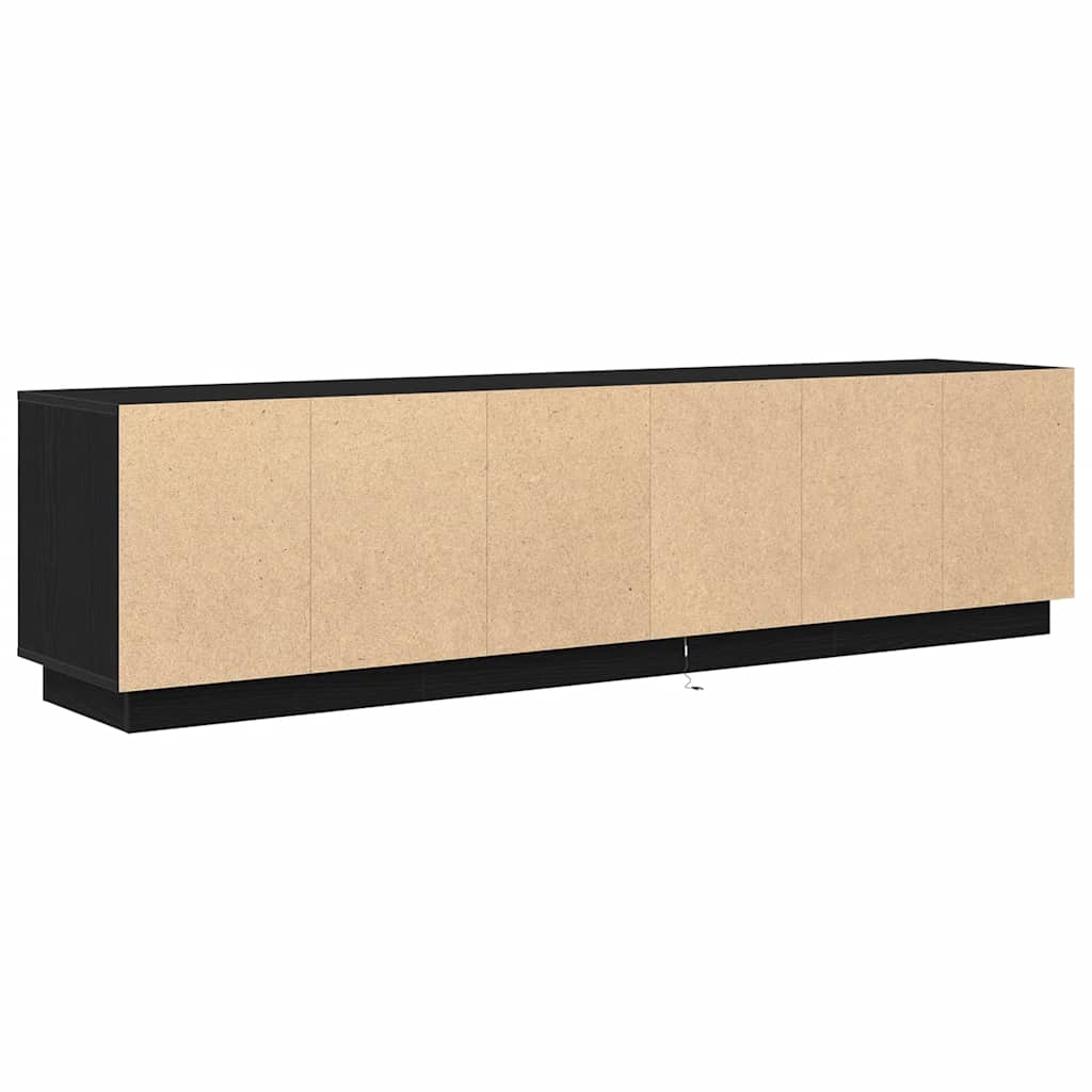 TV Cabinet with LED Lights Black Oak 193,5x41x50 cm